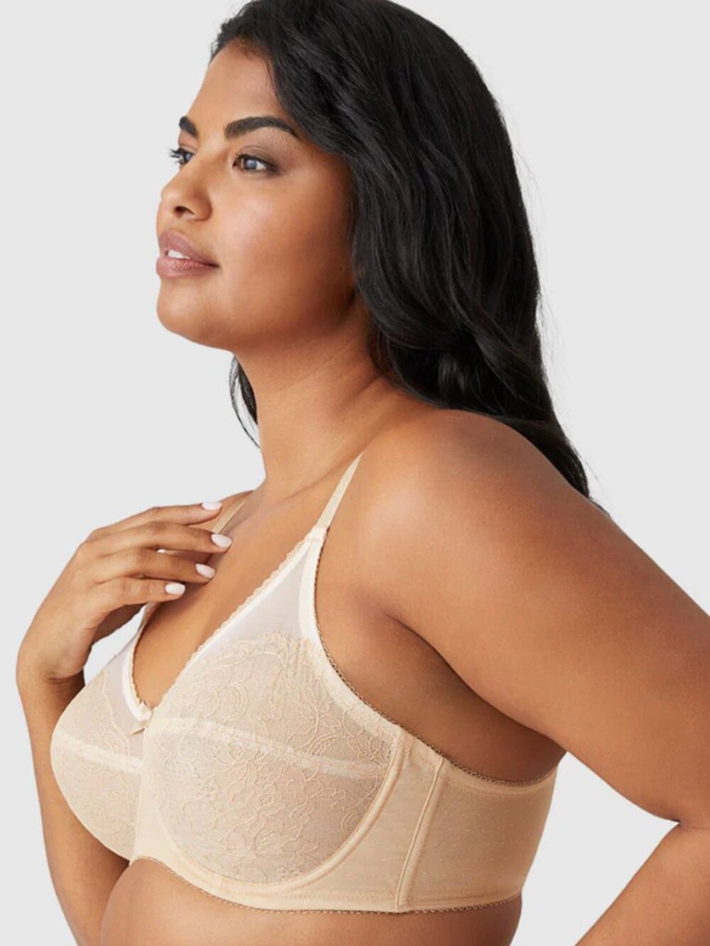 Wacoal 855186 Retro Chic Full Figure Underwire Bra Unlined Lace Cups Beige 38DD - Picture 2 of 6